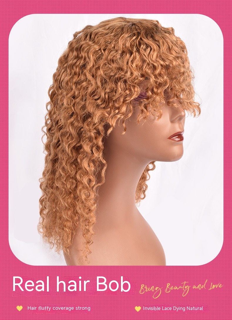 Experience luxury with our curly high-density 200 human hair bang BOB wig, a premium hair accessory for a stylish and voluminous look